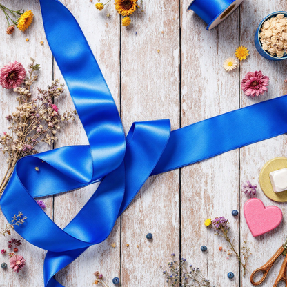 Satin Ribbon Double Face-Blue #329- 3.8 cm Wide