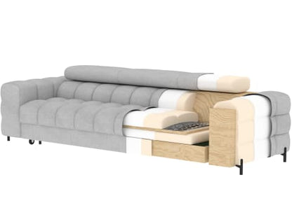 Festello 3 Seater Sleeper Sofa - Grey