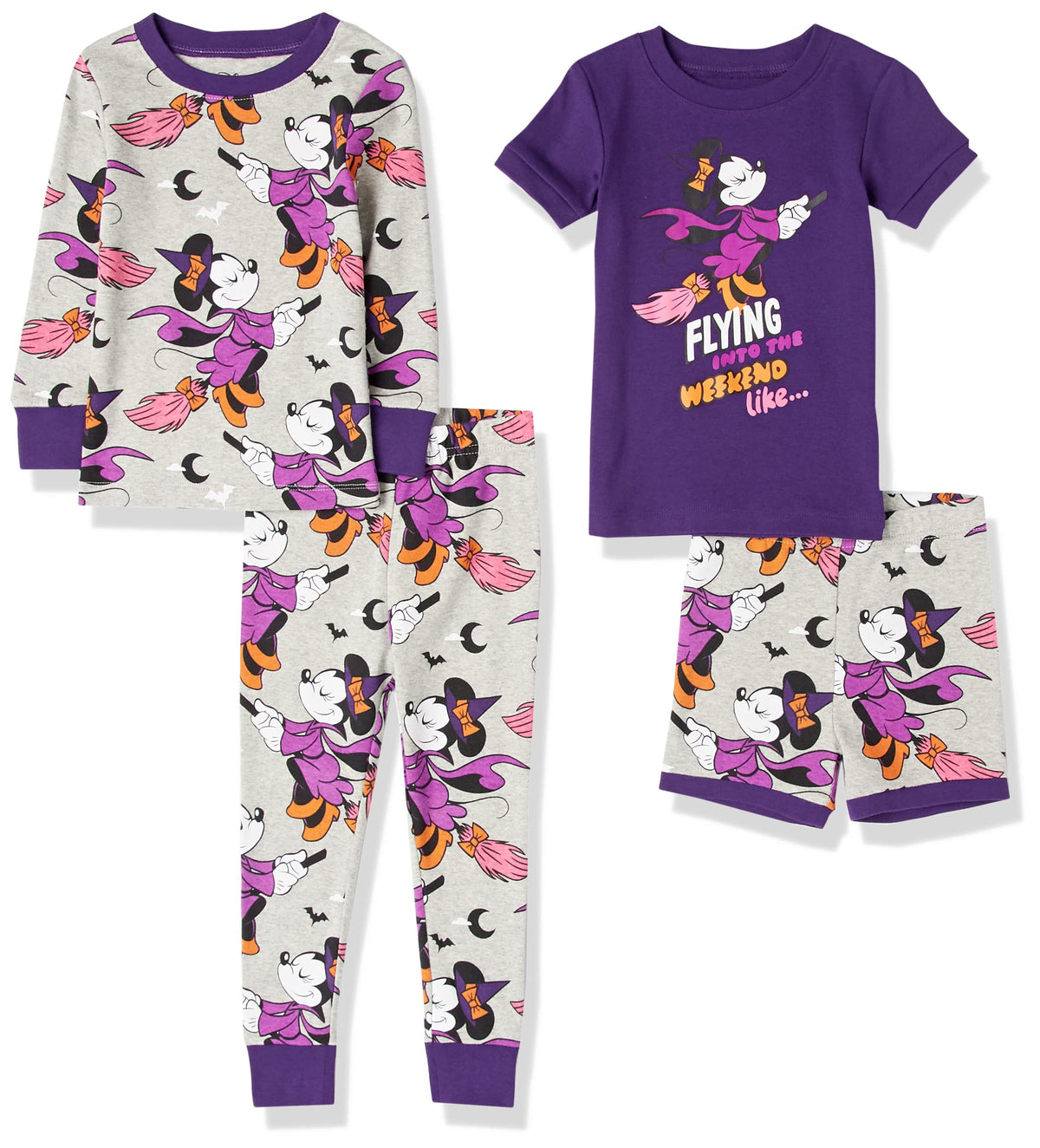 Amazon Essentials Disney | Marvel | Star Wars Toddler Girls' Pajama Set, Minnie/Halloween, 4T