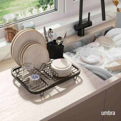 Umbra Sinkin Dish Drying Rack – Drainer Caddy with Removable Cutlery Holder – Use in Sink or On Counter, Standard, Black 🍁 All In One Marketplace Canada