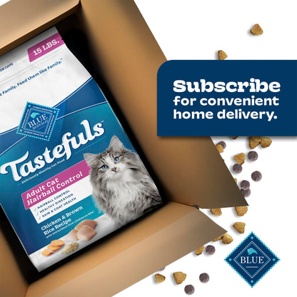 Blue Buffalo Tastefuls Chicken & Brown Rice Recipe Adult Dry Cat Food Hairball Control, Real Chicken First, Deliciously Healthy Natural Cat Food, Supports Digestive Care and Coat Health, 3.1kg Bag 🍁 All In One Marketplace Canada