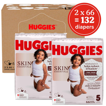 Huggies Size 5 Diapers, Skin Essentials Baby Diapers, Size 5 (27+ lbs), 132 Count (2 Packs of 66), Packaging May Vary 🍁 All In One Marketplace Canada