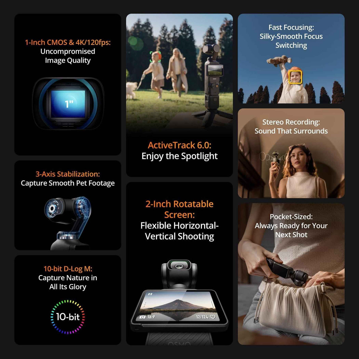 DJI Osmo Pocket 3 Creator Combo, Vlogging Cameras with 1'' CMOS, 4K/120fps Vlog Camera, 3-Axis Stabilization, Face/Object Tracking, Mic Included for Clear Sound, Digital Vlogging Camera for YouTube 🍁 All In One Marketplace Canada