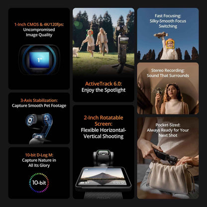 DJI Osmo Pocket 3 Creator Combo, Vlogging Cameras with 1'' CMOS, 4K/120fps Vlog Camera, 3-Axis Stabilization, Face/Object Tracking, Mic Included for Clear Sound, Digital Vlogging Camera for YouTube 🍁 All In One Marketplace Canada