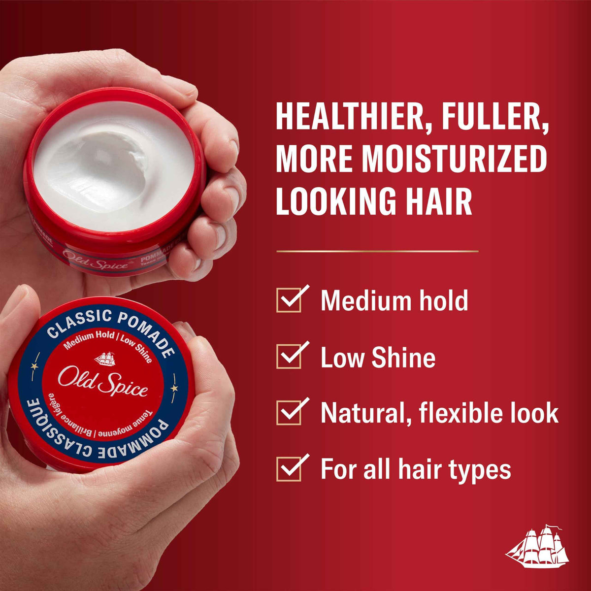 Old Spice Hair Styling Pomade for Men, Medium Hold No Shine, 126 g Total (2 Count of 63 g Each) 🍁 All In One Marketplace Canada