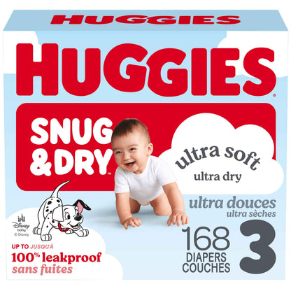 Huggies Size 3 Diapers, Snug & Dry Baby Diapers, Size 3 (16-26 lbs), 168 Count, Packaging May Vary 🍁 All In One Marketplace Canada