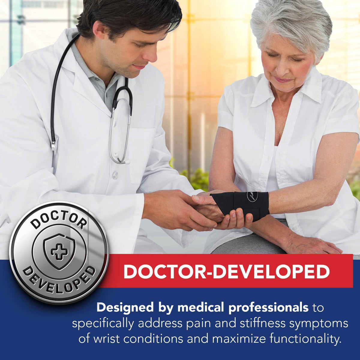 Doctor Developed Premium Copper Lined Wrist Support/Wrist Brace/Hand Support/Strap [single] & Doctor Handbook— Relieve Wrist Injuries, Arthritis, Sprains (Wrist Brace - Medium) 🍁 All In One Marketplace Canada