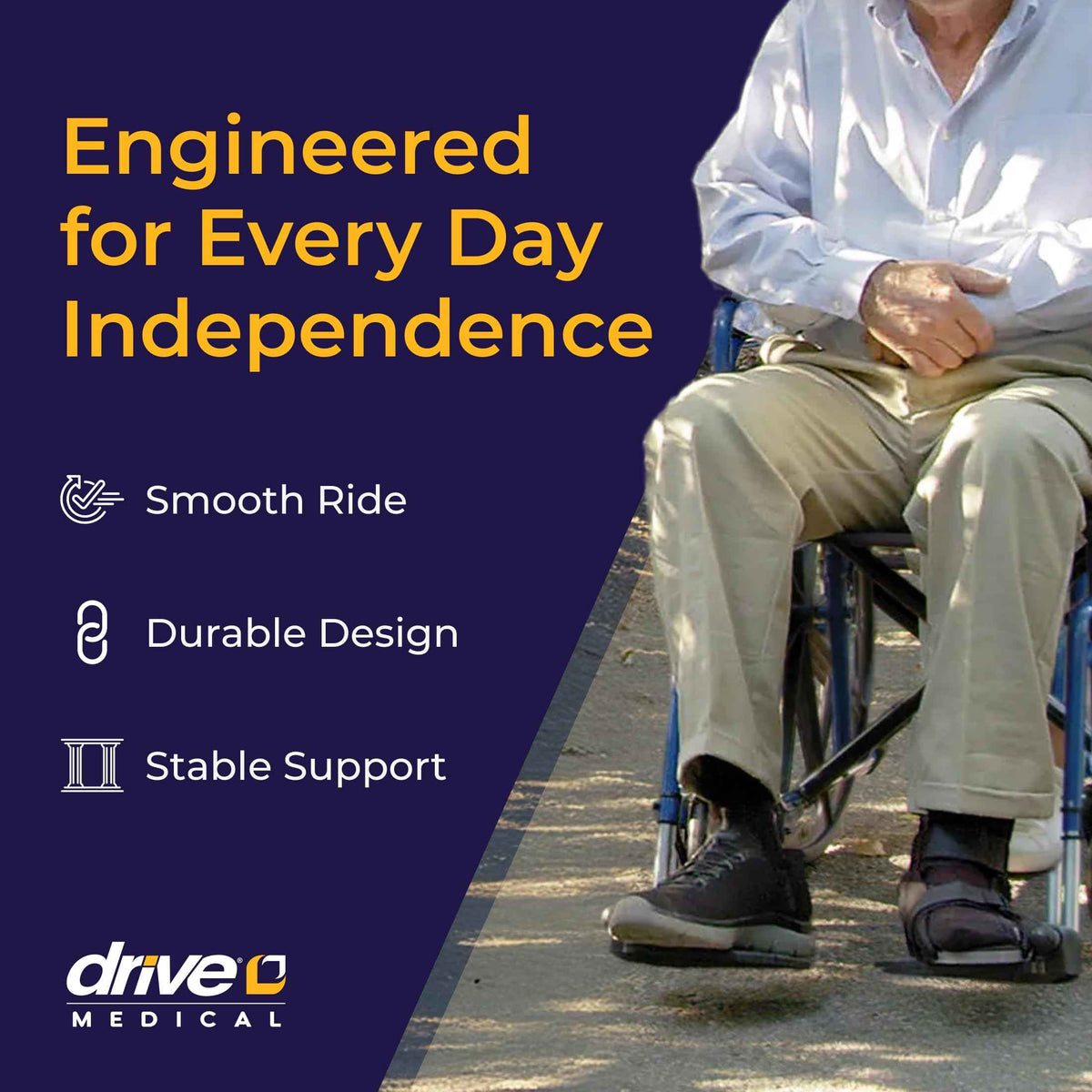Drive Medical Single Axle Blue Streak Wheelchair, Flip Back Desk Arm, Swing Away Footrests, 18", 1 Count 🍁 All In One Marketplace Canada