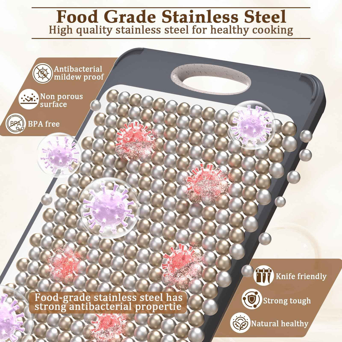 GUANCI Cutting Board for Kitchen Double Sided 304 Stainless Steel Chopping Board Food-Grade Stainless Steel and Wheat Straw PP Large Size 16”×11” Easy to Clean 🍁 All In One Marketplace Canada
