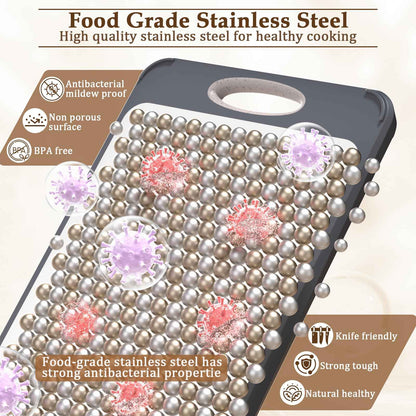 GUANCI Cutting Board for Kitchen Double Sided 304 Stainless Steel Chopping Board Food-Grade Stainless Steel and Wheat Straw PP Large Size 16”×11” Easy to Clean 🍁 All In One Marketplace Canada