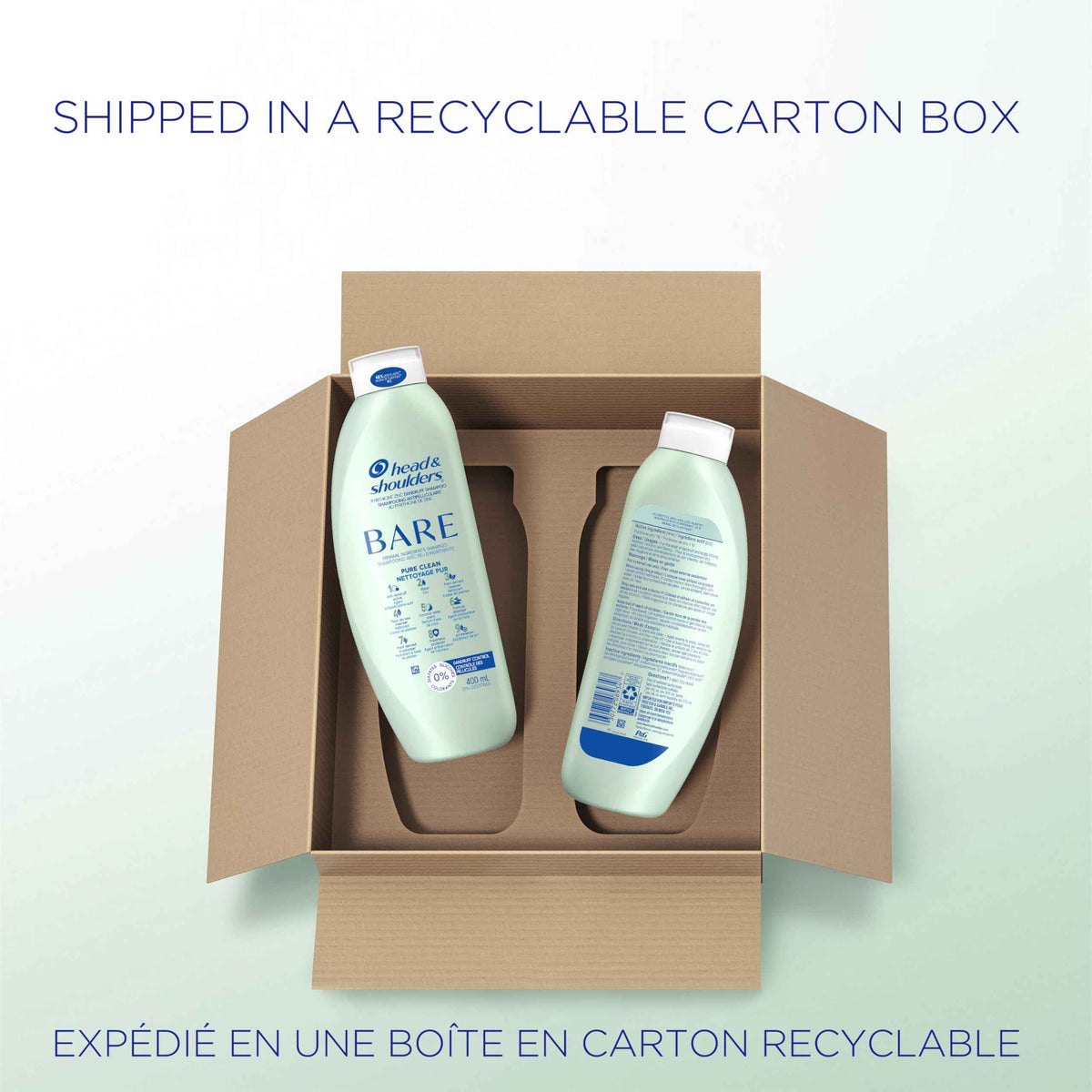 Head & Shoulders Anti-Dandruff Shampoo, Bare Pure Clean, 1% Pyrithione Zinc, Oily Scalp Relief, Free of Sulfates, Silicones, Dyes, Dermatologically Accredited by Skin Health Alliance (2x 400mL) 🍁 All In One Marketplace Canada