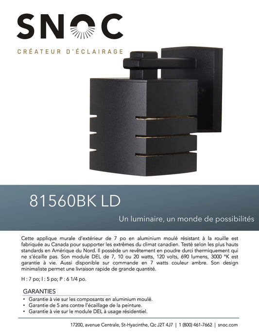 Luminaire mural extérieur Profilée 7 PO - DEL 7W-3000K - 81560