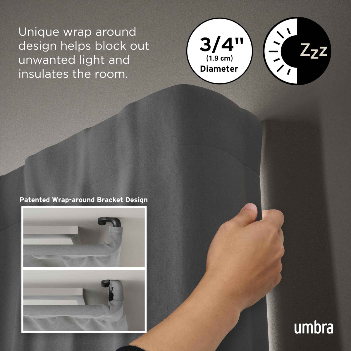 Umbra Twilight Curtain Rod Set – Wrap Around Design Ideal for Blackout or Room Darkening Panels, 30 to 84 Inches, Black 🍁 All In One Marketplace Canada
