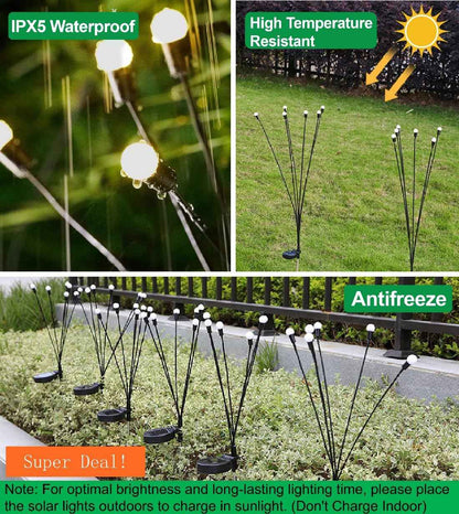 SIOTMERA 4Count Solar Lights Outdoor Waterproof IPX5, Solar Garden Lights, Wind Swaying Firefly Lights, Christmas Lights Outdoor, for Yard Lawn Pathway Decoration Lighting, 6LED WarmYellow 🍁 All In One Marketplace Canada
