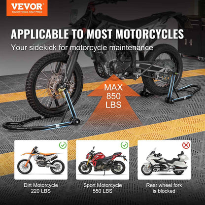 VEVOR Motorcycle Stand Lift, 850lbs Front Rear Combo Stand Lift Stand, Front and Rear Wheel Fork Stand, U+L Fork Swingarm Spool, Compatible with Most Yamaha Honda Kawasaki Suzuki Motorcycles, Black 🍁 All In One Marketplace Canada
