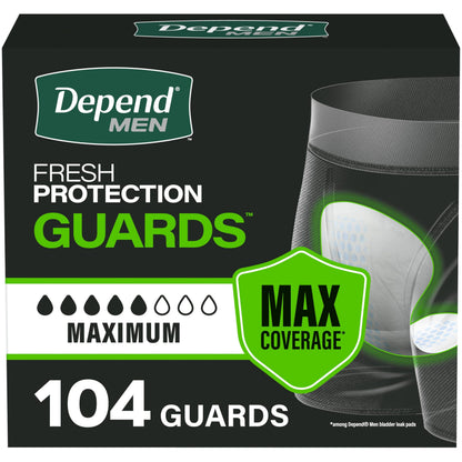 Depend Incontinence Guards/Incontinence Pads for Men/Bladder Control Pads, Maximum Absorbency, 104 Count (2 x 52ct) 🍁 All In One Marketplace Canada