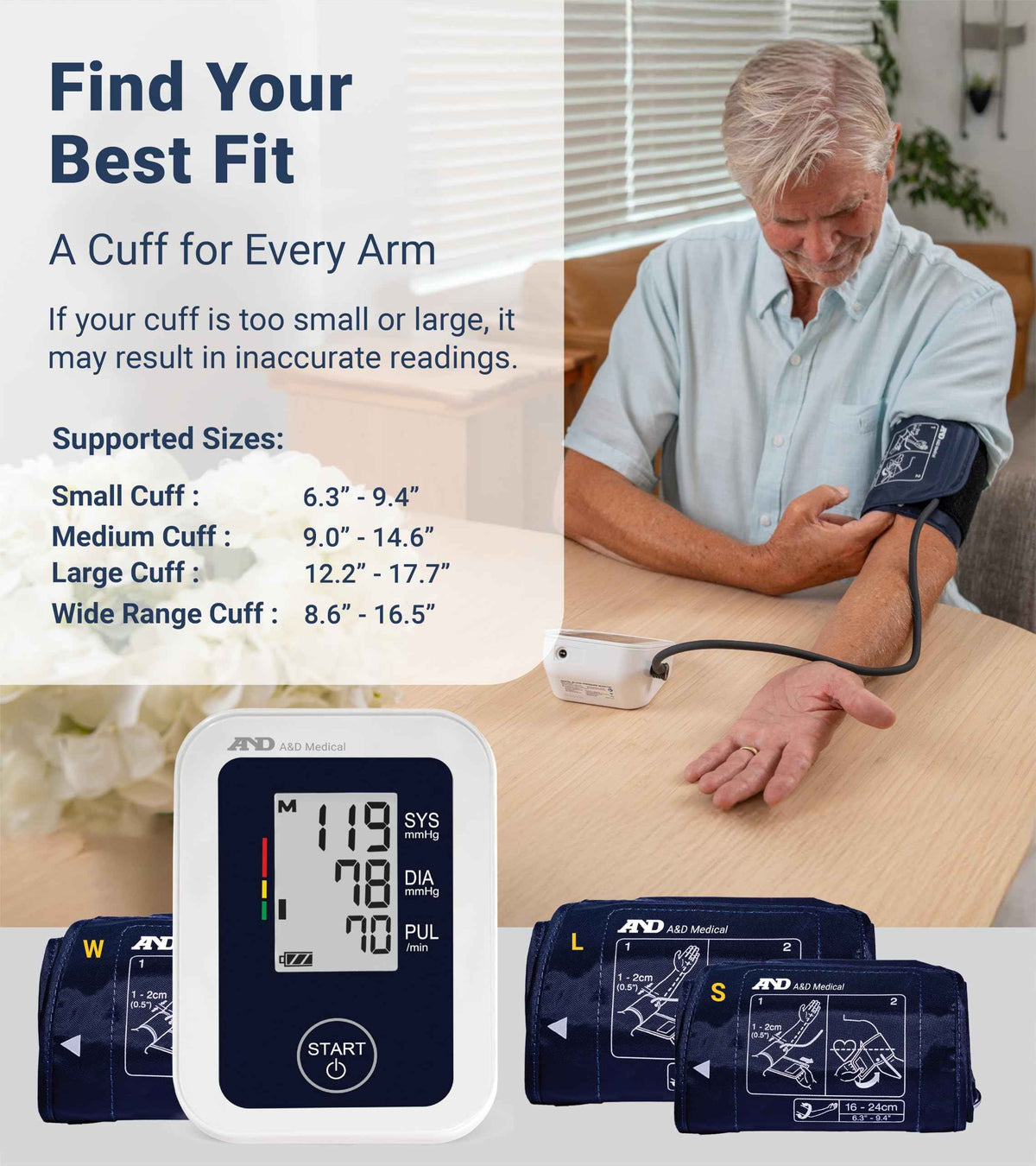 A&D Medical Blood Pressure Monitor for Home Use - UA-651CN - Upper Arm Precise BP Machine - Wide Range Cuff (8.6–16.5” / 22-42 cm) Easy To Use, One Click Operation, Adults, AA Batteries, 1-User 🍁 All In One Marketplace Canada