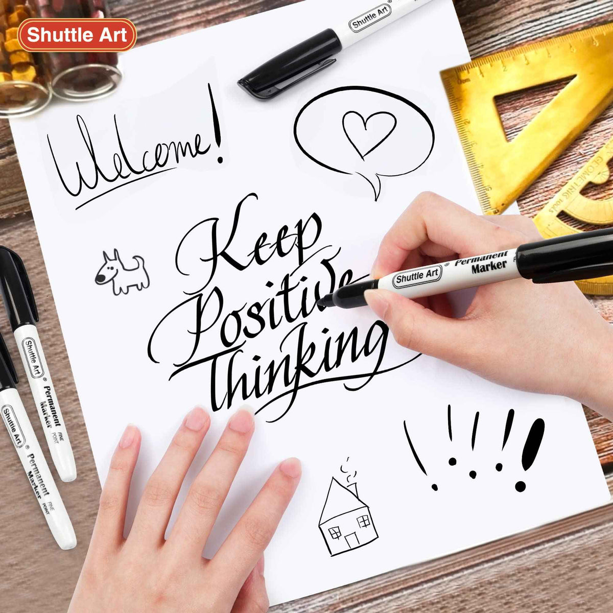Shuttle Art Permanent Markers, 30 Pack Black Permanent Marker set,Fine Point, Works on Plastic,Wood,Stone,Metal and Glass for Doodling, Marking… 🍁 All In One Marketplace Canada