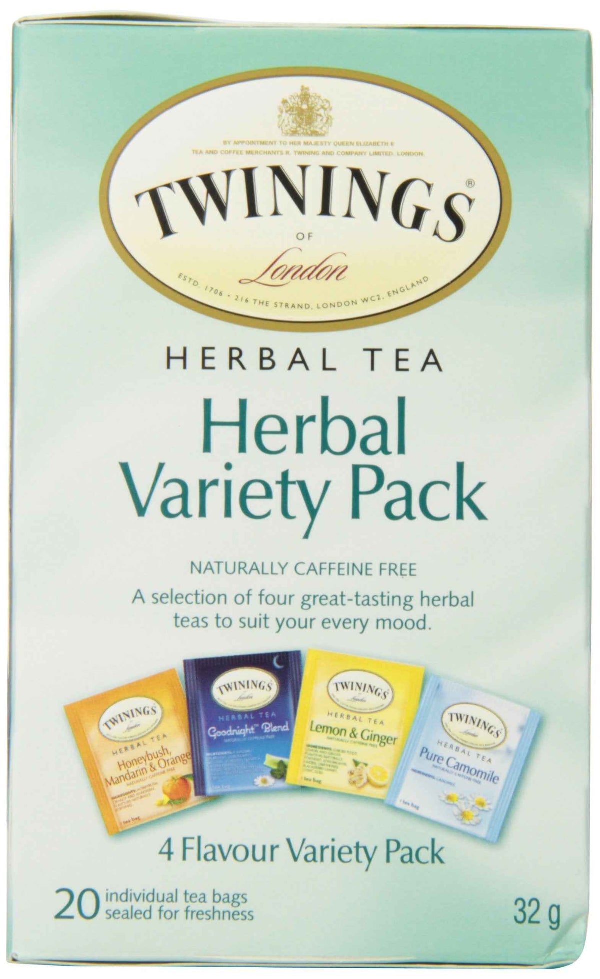 Twinings Herbal Variety Pack Individually Wrapped Teabags, Naturally Caffeine-Free, Includes Lemon, Mandarin Orange, Camomile & Goodnight Blends, 20 Count (Pack of 6), Enjoy Hot or Iced 🍁 All In One Marketplace Canada