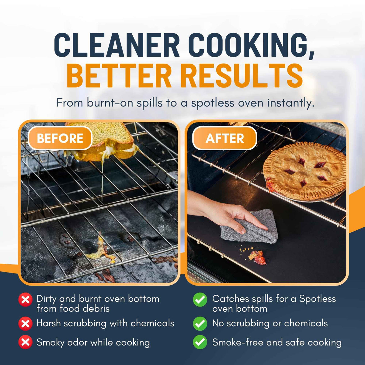 Oven Liners for Bottom of Oven - 2 Pack Large Heavy Duty Mats, 17”x25” Non-Stick Reusable Liner for Electric, Gas, Toasters, Grills - BPA & PFOA Free Kitchen Accessory to Keep It Clean (Black) 🍁 All In One Marketplace Canada
