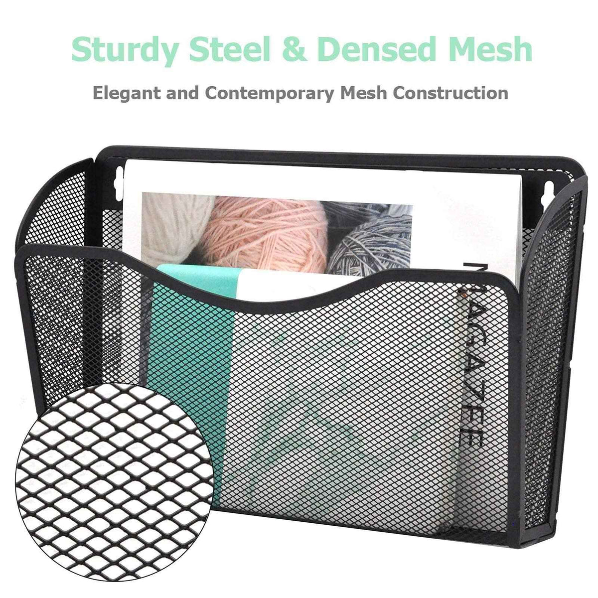 EASEPRES 3 Pack Mesh Wall Mounted File Holder Organizer Metal Hanging Vertical Paper Mails Rack Storage Wire Single Document Filling Holder Pocket for Office and Home, Black 🍁 All In One Marketplace Canada