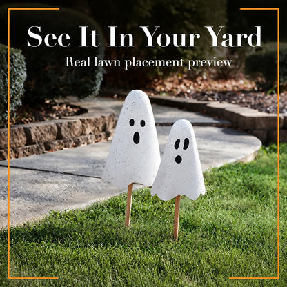 Mud Pie Halloween Metal Ghost Yard Signs, 24", 20"