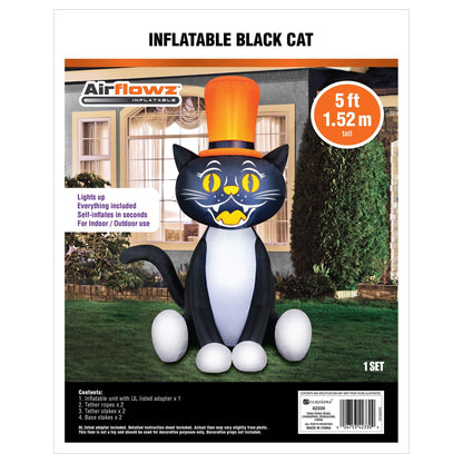 Occasions Halloween 5 Foot Inflatable Black Cat with Top Hat