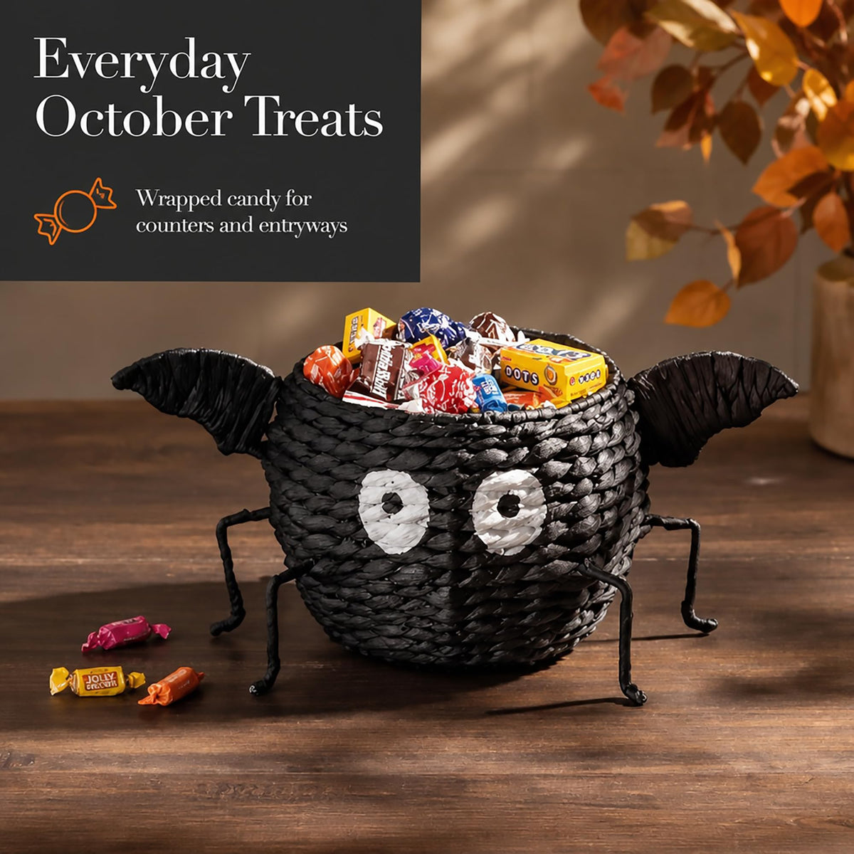 Mud Pie Halloween Bat Candy Bowl, Footed Hyacinth Serving Bowl
