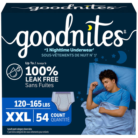 Goodnites Boys' Nighttime Underwear, Size XXL (120-165 lbs), 54 Ct (3 Packs of 18), Packaging May Vary 🍁 All In One Marketplace Canada