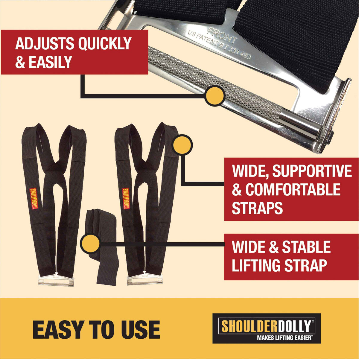 SHOULDER DOLLY Moving Straps - Lifting Strap for 2 Movers - Move, Lift, Carry, And Secure Furniture, Appliances, Heavy, Bulky Objects Safely, Efficiently, More Easily Like The Pros - Essential Moving Supplies - LD1000 🍁 All In One Marketplace Canada