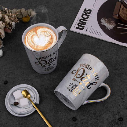 Fathers Day Gifts Presents for Dad - Dad Birthday Gift from Daughter, Son - World' s Best Dad Mug - Christmas Gift for Dad, New Dad, Husband - 14oz Grey Ceramic Coffee Mug, Greeting Card, Gift Box 🍁 All In One Marketplace Canada