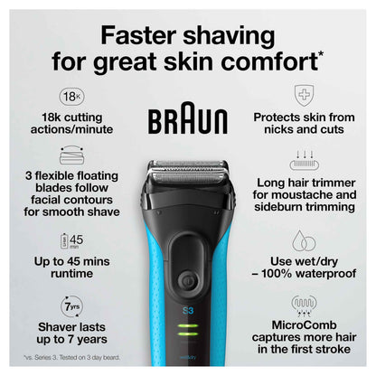 Braun Series 3 ProSkin 3040s Rechargeable Wet & Dry Men's Electric Shaver with Precision Trimmer 🍁 All In One Marketplace Canada