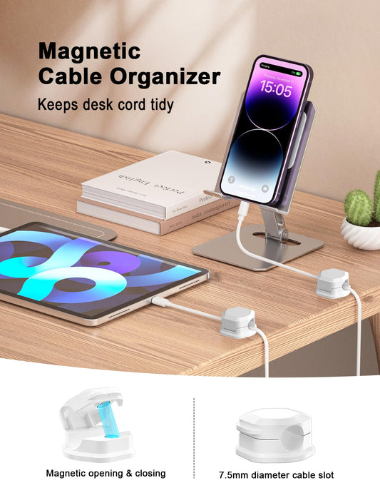TINGHUI 8 Pack Cord Holder - Cord Organizer - Magnetic Cable Clips - Cord Organizer for Desk, Nightstand, Phone Charger, Computer, Home, Office, Car (White) 🍁 All In One Marketplace Canada
