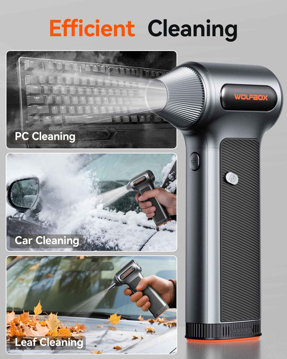 WOLFBOX MF200 Electric Air Duster with Removable Battery & 4 Nozzles, Cordless 3-Speed Adjustable Mini Blower for Computer Keyboard, Car Cleaning, Home, and Outdoor Use 🍁 All In One Marketplace Canada