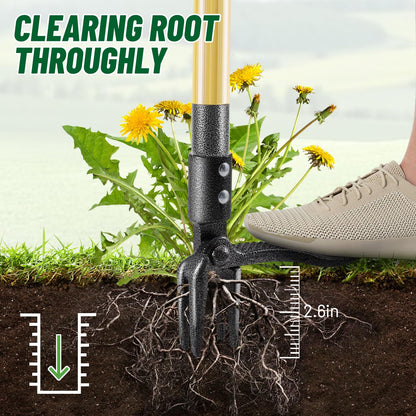ORMALLA Weed Puller, 43.7in Long Handle Weed Remover, Dandelion Removal Tool, Natural Bamboo Handle and 4 Claws, Stand Up Garden Weed Root Remover, Pet Friendly (43.7in) 🍁 All In One Marketplace Canada