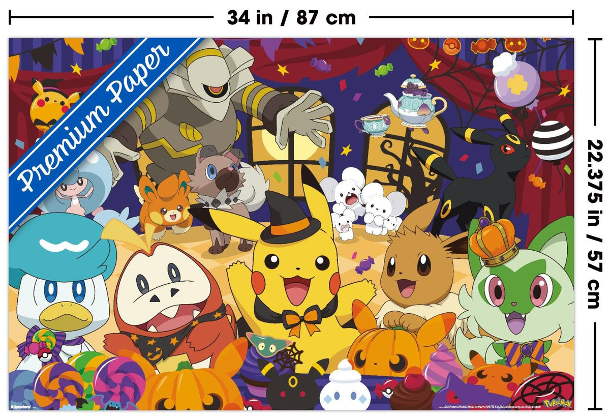 Pokémon: Halloween Party- Group Wall Poster, 34L" x 22.4W", Premium Unframed Version