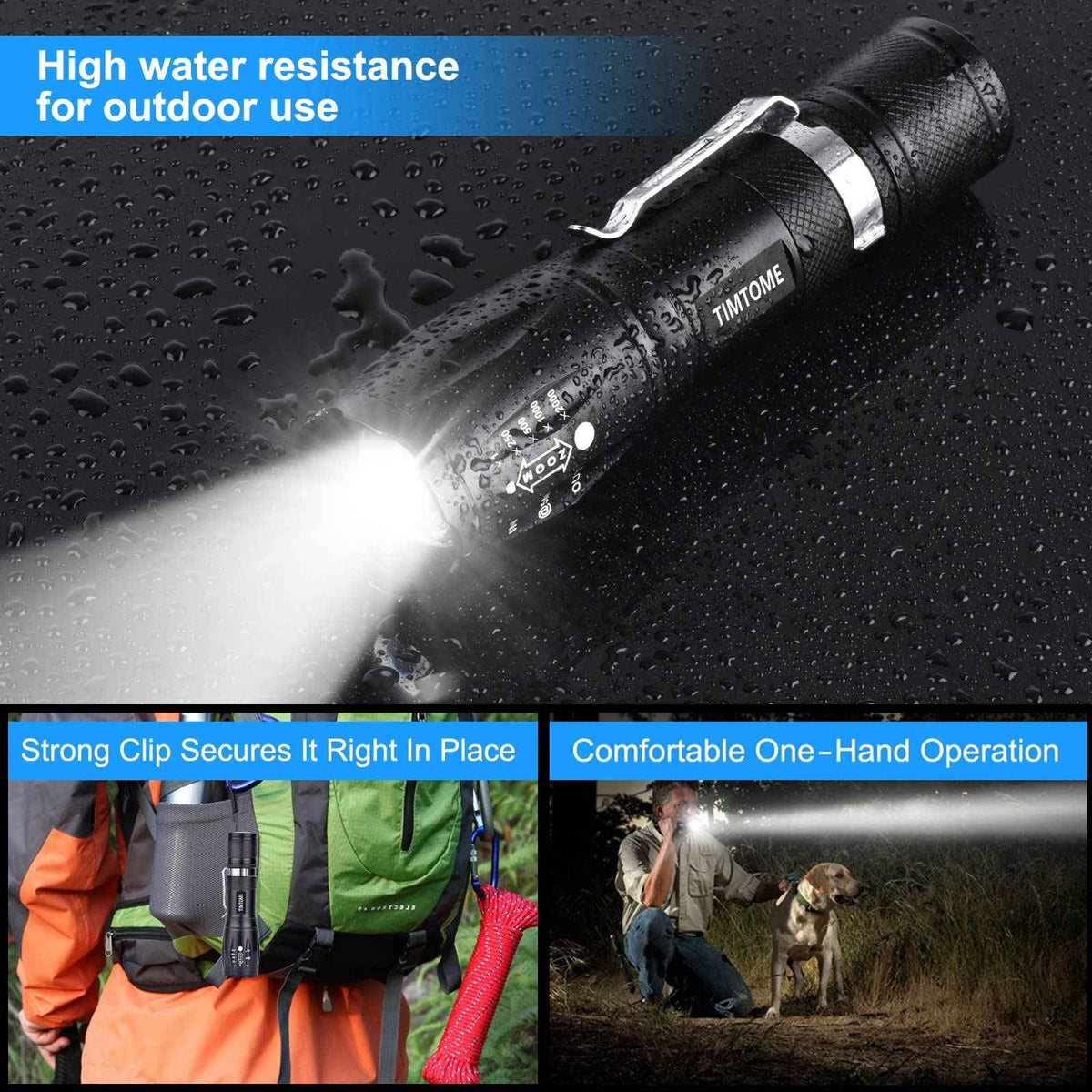 LED Flashlight, Ultra Bright XML T6 Handheld Flashlights - High Lumen, Zoomable, 5 Modes, Water-Resistant - Perfect for Camping Biking Home Emergency or Gift-Giving（2 Pack） 🍁 All In One Marketplace Canada