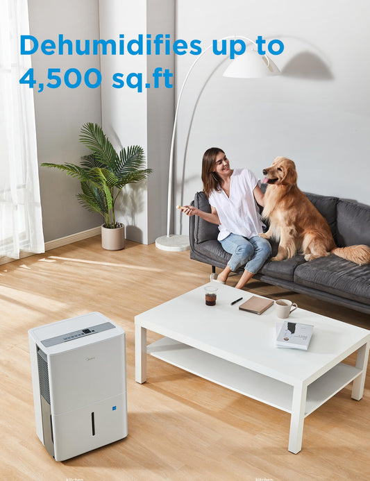 Midea 4,500 Sq. Ft. Energy Star Certified Dehumidifier for Basement With Reusable Air Filter WiFi Enabled 50 Pint 2025 DOE - Ideal For Basements, Large & Medium Sized Rooms, Bathrooms 🍁 All In One Marketplace Canada
