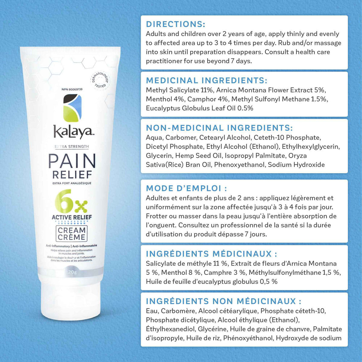 KaLaya 6X Extra Strength Pain Relief Cream with Arnica for Arthritis, Joint, Muscle, Back, Neck, Shoulder, Hand and Knee Pain- Medically formulated with 6 Natural Active, Pain Blocking & Anti inflammatory Ingredients (100g - Pack of 1)