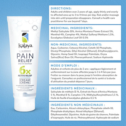 KaLaya 6X Extra Strength Pain Relief Cream with Arnica for Arthritis, Joint, Muscle, Back, Neck, Shoulder, Hand and Knee Pain- Medically formulated with 6 Natural Active, Pain Blocking & Anti inflammatory Ingredients (120g - Pack of 3)