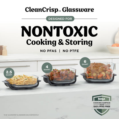 Ninja Crispi Pro 6-in-1 Glass Air Fryer | 6qt & 2.5qt Glass Containers with Storage Lids | Non-Toxic | Meal Prep, Microwave, Freezer & Dishwasher Safe | Air Fry, Bake & More | Ash Grey | AS101CDG 🍁 All In One Marketplace Canada