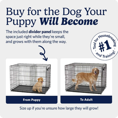 MidWest Homes for Pets 42-Inch iCrate for Large Breeds, 71-90 lbs, Double Door Folding Dog Crate with Divider Panel, Leak-Proof Tray & Secure Latches, Portable, Durable & Easy to Assemble 🍁 All In One Marketplace Canada