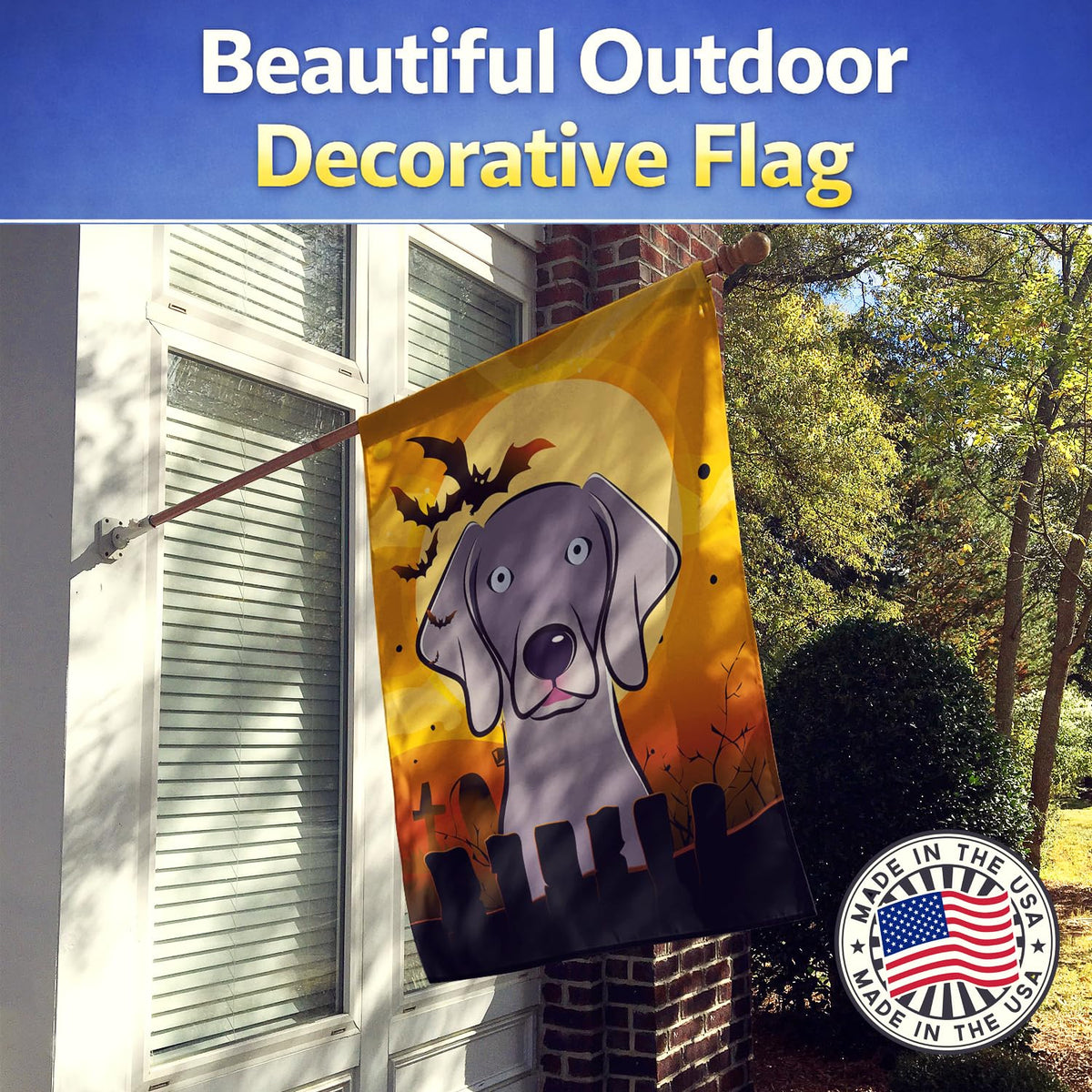 Caroline's Treasures BB1789CHF Halloween Weimaraner Canvas House Size Flag, Multicolor, Large