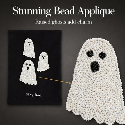 Mud Pie Halloween Bead Towel, Ghost, 26" x 14"