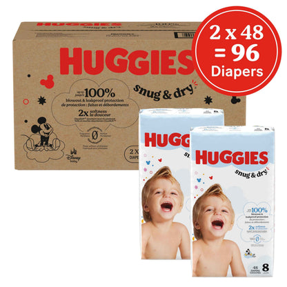 Huggies Size 8 Diapers, Snug & Dry Baby Diapers, Size 8 (45+ lbs), 96 Count (2 Packs of 48), Packaging May Vary 🍁 All In One Marketplace Canada
