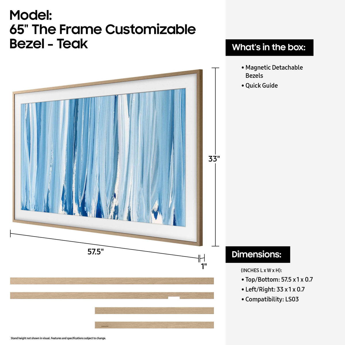 SAMSUNG 65-inch The Frame Customizable Bezel - Modern Teak (VG-SCFH65TKBZA) [Canada Version] (Compatible with All Frame Models 2021 Onwards)