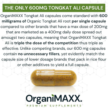 6X Strength Tongkat Ali 600 MG PER SINGLE CAPSULE 60,000 MG Equivalent 100:1 Extract Ratio Highest Potency, OrganiMAXX Longjack Eurycoma Longifolia Non-GMO Premium Tongkat Ali Supplement For Men. 🍁 All In One Marketplace Canada