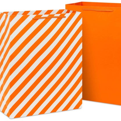 Hallmark Halloween Assorted Gift Bags Bulk - Black, Orange and Purple (12 Bags: 5 Medium 9", 4 Large 13", 3 Extra Large 15") Stripes, Polka Dots, Solids for Kids, Teachers, Birthdays