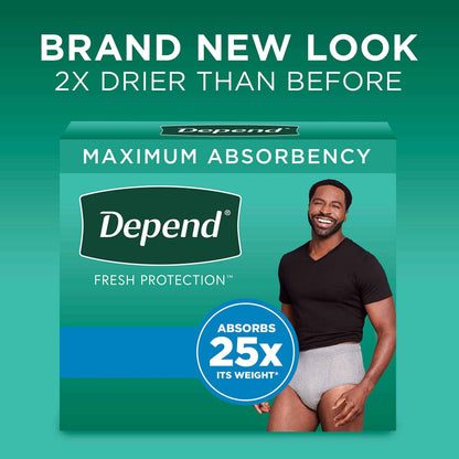 Depend Fresh Protection Adult Incontinence Underwear for Men (Formerly Depend Fit-Flex), Disposable, Maximum, Large, Grey, 40 Count 🍁 All In One Marketplace Canada