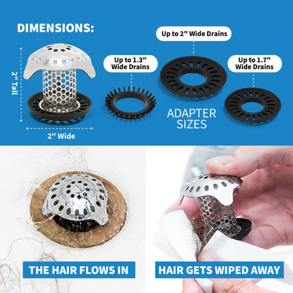 TubShroom Ultra Revolutionary Bath Tub Drain Protector Hair Catcher/Strainer/Snare Stainless Steel, 1-Pack, Silver 🍁 All In One Marketplace Canada